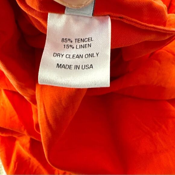 Pearl By Lela Rose Collared Tunic Shift Dress Tencel Linen Size Large Orange - Picture 9 of 9